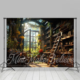Aperturee - Garden Flowers Book Indoor Ladder Spring Backdrop